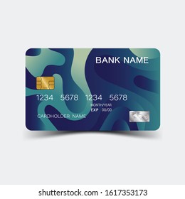 Credit card. With blue elements design. And inspiration from abstract. On white background. 
