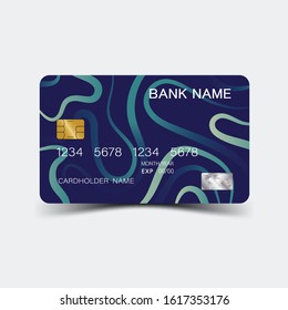 Credit card. With blue elements design. And inspiration from abstract. On white background. 