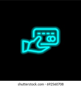 Credit card blue glowing neon ui ux icon. Glowing sign logo vector