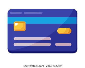 The credit card is blue and has a yellow square on it