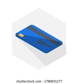 Credit card Blue left view icon vector isometric. Flat style vector illustration.