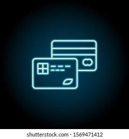 Credit card blue neon icon. Simple thin line, outline vector of saving money icons for ui and ux, website or mobile application