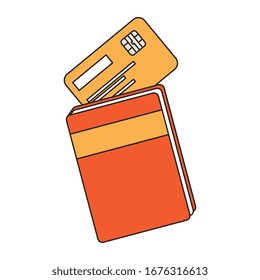credit card with book isolated icon vector illustration design
