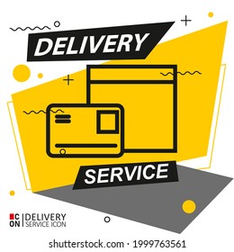 Credit card and box. Vector image of delivery service icon.