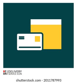 Credit card and box. Vector image of delivery service icon.