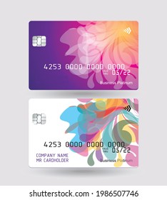 Credit card bright  design  with  shadow. Detailed abstract glossy credit card concept  for business, payment history, shopping malls, web, print.