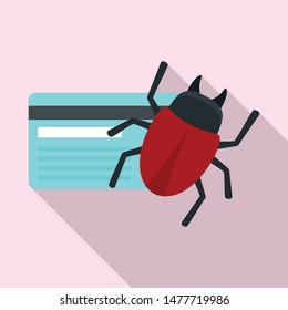 Credit card bug icon. Flat illustration of credit card bug vector icon for web design
