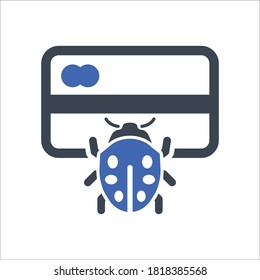 Credit card bug icon, vector graphics