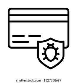 credit card bug protection line icon