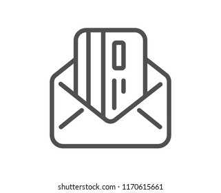 Credit card by mail line icon. Payment sign. Finance symbol. Quality design element. Classic style. Editable stroke. Vector