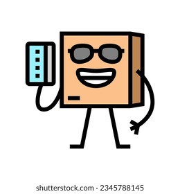 credit card cardboard box character color icon vector. credit card cardboard box character sign. isolated symbol illustration