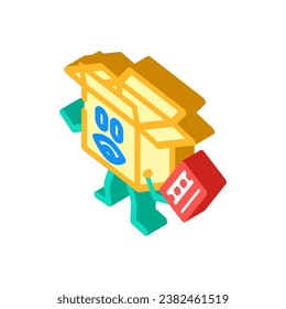 credit card cardboard box character isometric icon vector. credit card cardboard box character sign. isolated symbol illustration
