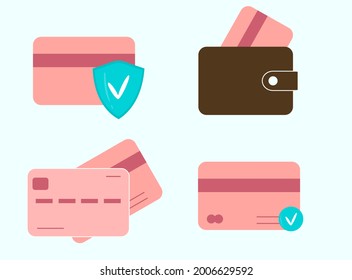 Credit card. Cartoon style. Transaction, payment by card. set of vector isolated illustrations.
