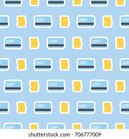 Credit Card And Cash Seamless Pattern Background