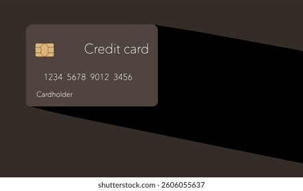 A credit card casts a shadow in this minimalist image with limited color mixed with brown, blacks and whites. 