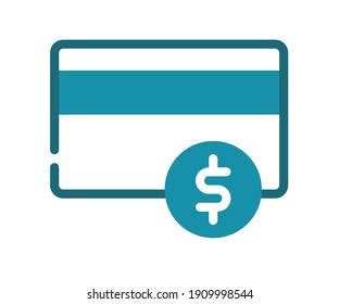 credit card cent payment single isolated icon with solid line style