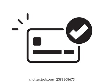 Icono de vector de marca de verificación de tarjeta de crédito