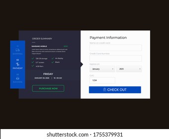 credit card checkout ui design - check out ui vector design - payment information ui design - credit card information