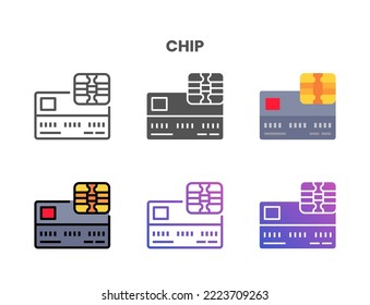 Credit Card Chip icon set style ouline, glyph, flat color and gradient. Vector Illustration for Graphic Design Element. Isolated on white background