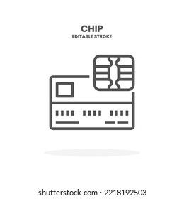 Credit Card Chip line icon. Vector illustration on white background. Editable Stroke and pixel perfect. You can use for web, app and more.