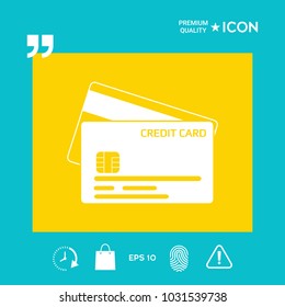 Credit card with a chip and magnetic stripe -  icon