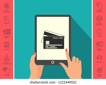 Credit card with a chip and magnetic stripe -  icon