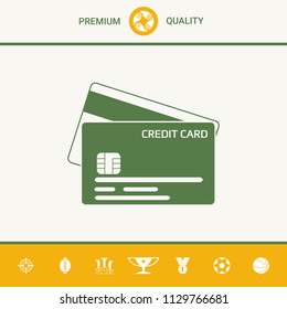 Credit card with a chip and magnetic stripe -  icon