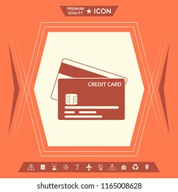 Credit card with a chip and magnetic stripe -  icon