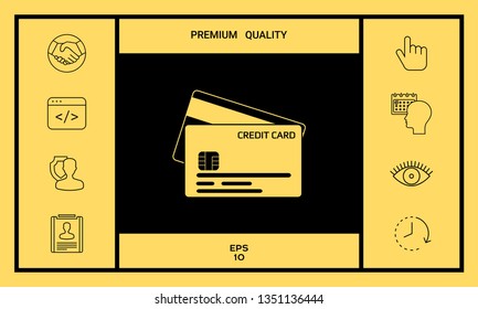 Credit card with a chip and magnetic stripe -  icon