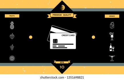 Credit card with a chip and magnetic stripe -  icon