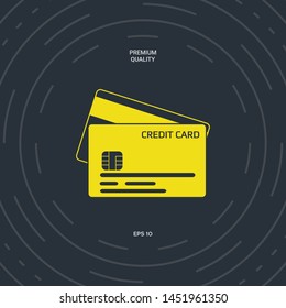 Credit card with a chip and magnetic stripe - icon