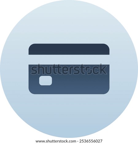 Credit Card Circle Icon with Dark Blue Gradient Isolated on White Background