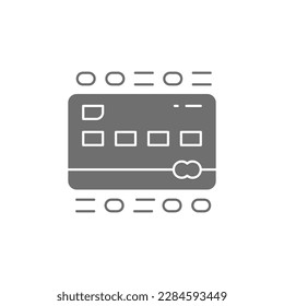 Credit card with code, digital money, e-money, online payment grey fill icon. Shopping, online banking, finance symbol design.