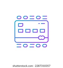 Credit card with code, digital money, e-money, online payment gradient lineal icon. Shopping, online banking, finance symbol design.