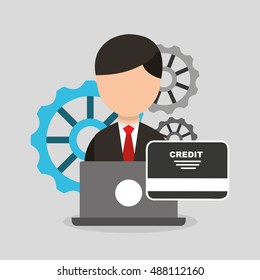 credit card with commerce icon vector illustration design