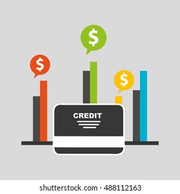 credit card with commerce icon vector illustration design