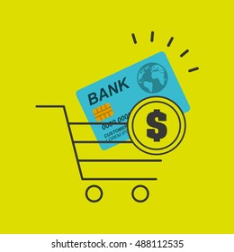 credit card with commerce icon vector illustration design