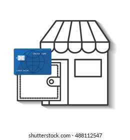 credit card with commerce icon vector illustration design