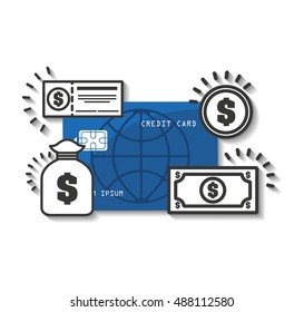 credit card with commerce icon vector illustration design
