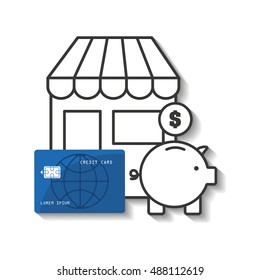 credit card with commerce icon vector illustration design