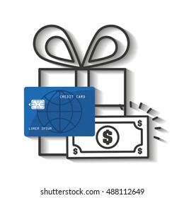 credit card with commerce icon vector illustration design