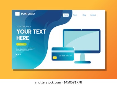 Credit card computer landing page template.