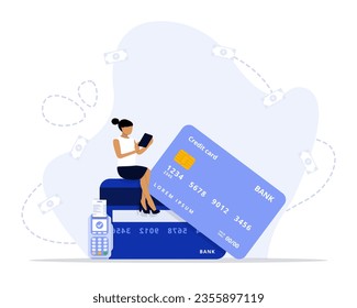 Credit card concept illustration. Suitable for web landing page, ui, mobile app, editorial design, flyer, banner, and other related occasion.