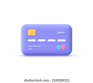 Credit Card. Contactless online payments, online shopping concept.3d vector icon. Cartoon minimal style.