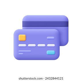 Tarjeta de crédito. Pagos en línea sin contacto, concepto de compras en línea.icono de vector 3d. Dibujos animados estilo minimalista.