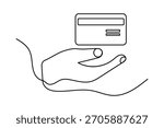 Credit card continuous one line drawing minimalist vector illustration white background