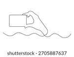 Credit card continuous one line drawing minimalist vector illustration white background