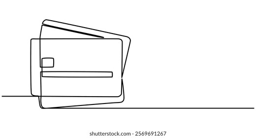 credit card in a continuous one line drawing style. Editable line vector illustration, One Continuous Line Drawing of Credit Card Icon. Single Line Vector Illustration, outline pro vector.  