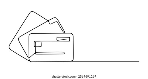 credit card in a continuous one line drawing style. Editable line vector illustration, One Continuous Line Drawing of Credit Card Icon. Single Line Vector Illustration, outline pro vector.  