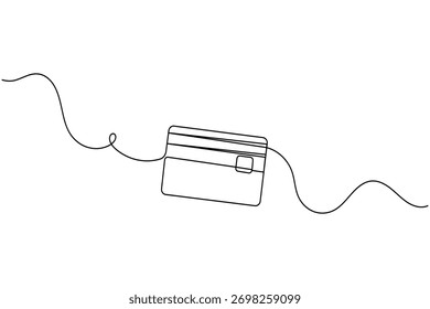 Ilustração de conceito financeiro minimalista de desenho de uma linha contínua de cartão de crédito